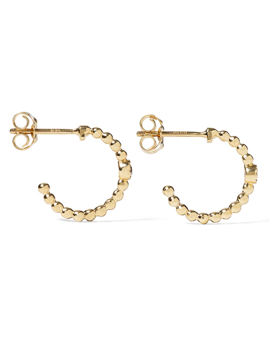 Aretes redondos de oro con acabado brillante diamante 3
