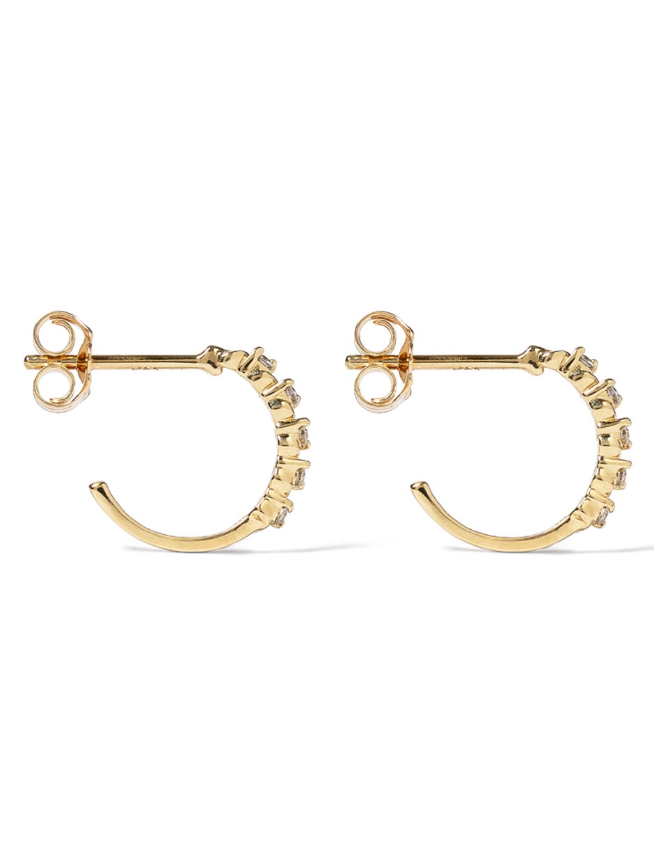 Aretes circulares de oro con acabado brillante diamante 3