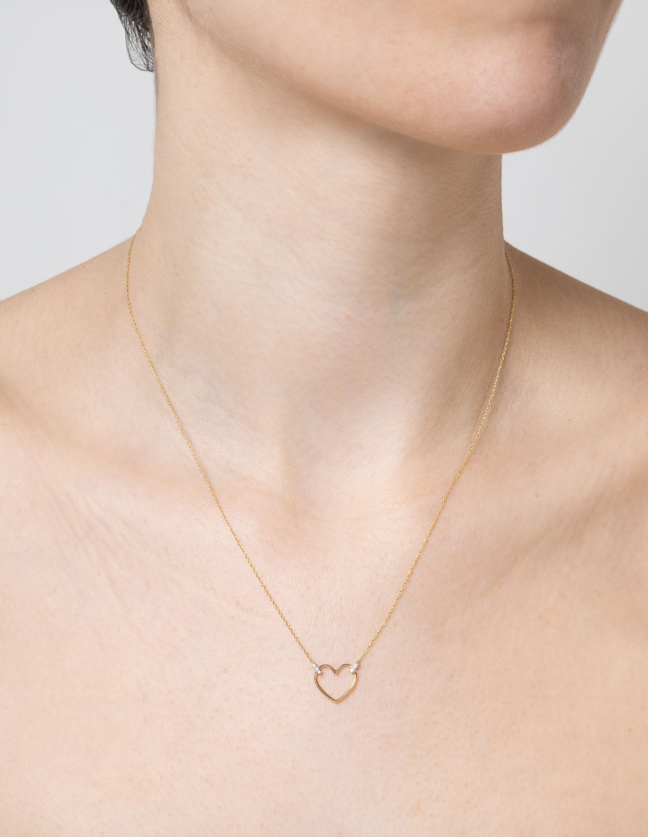 Collar de corazón de oro 14 K 3