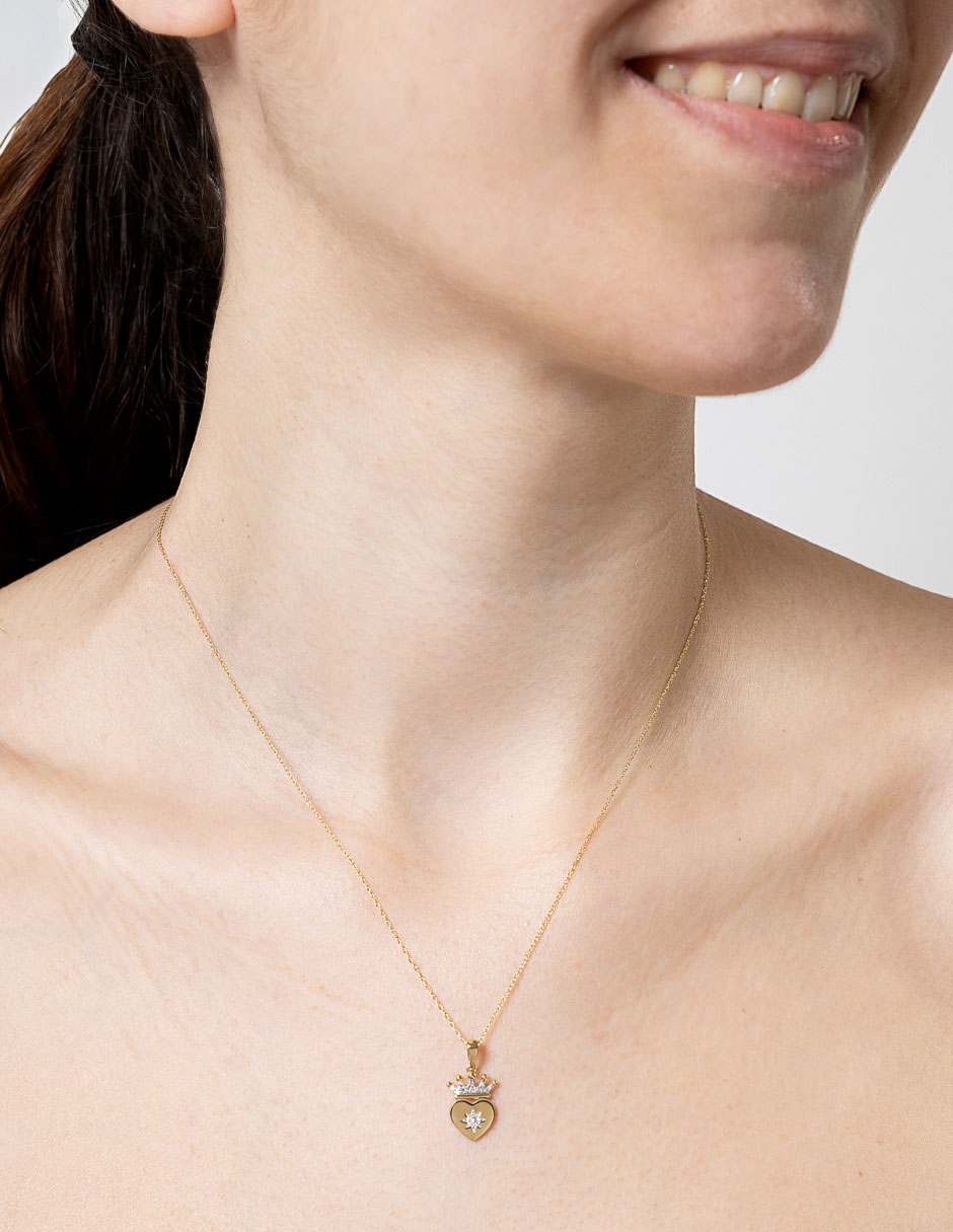 Collar de corazón de oro 14 K 3