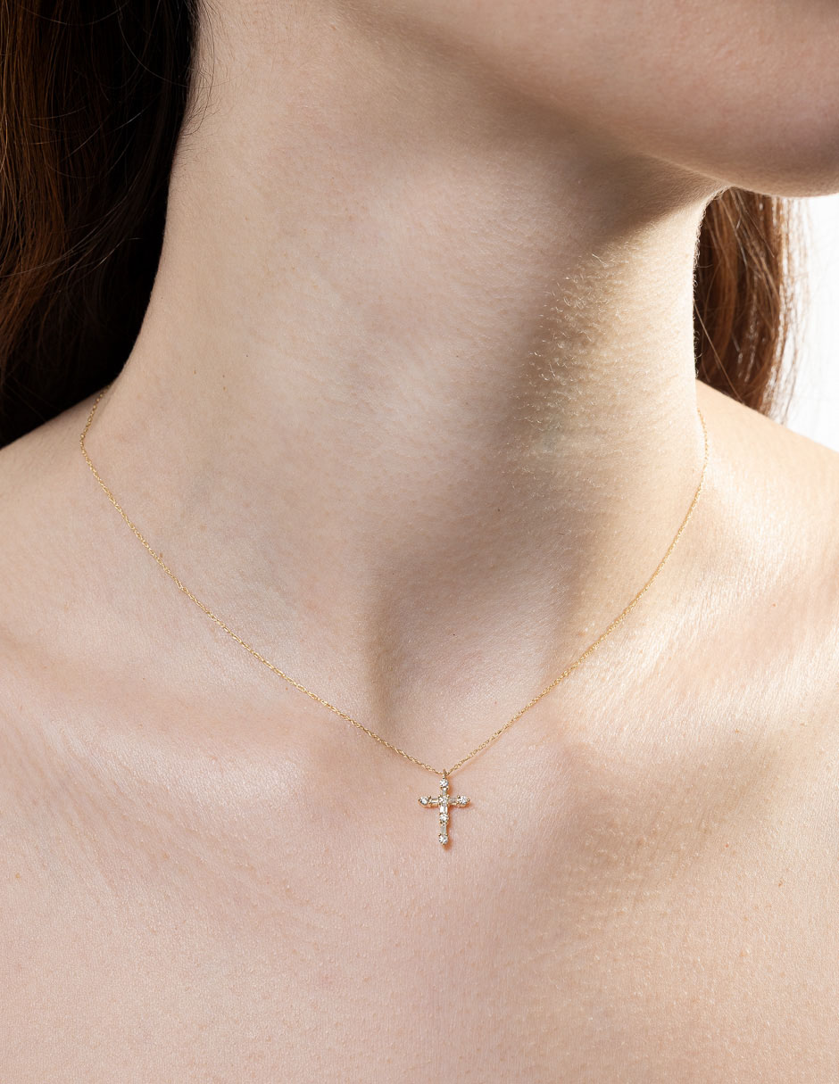 Collar de cruz de oro 14 K 3