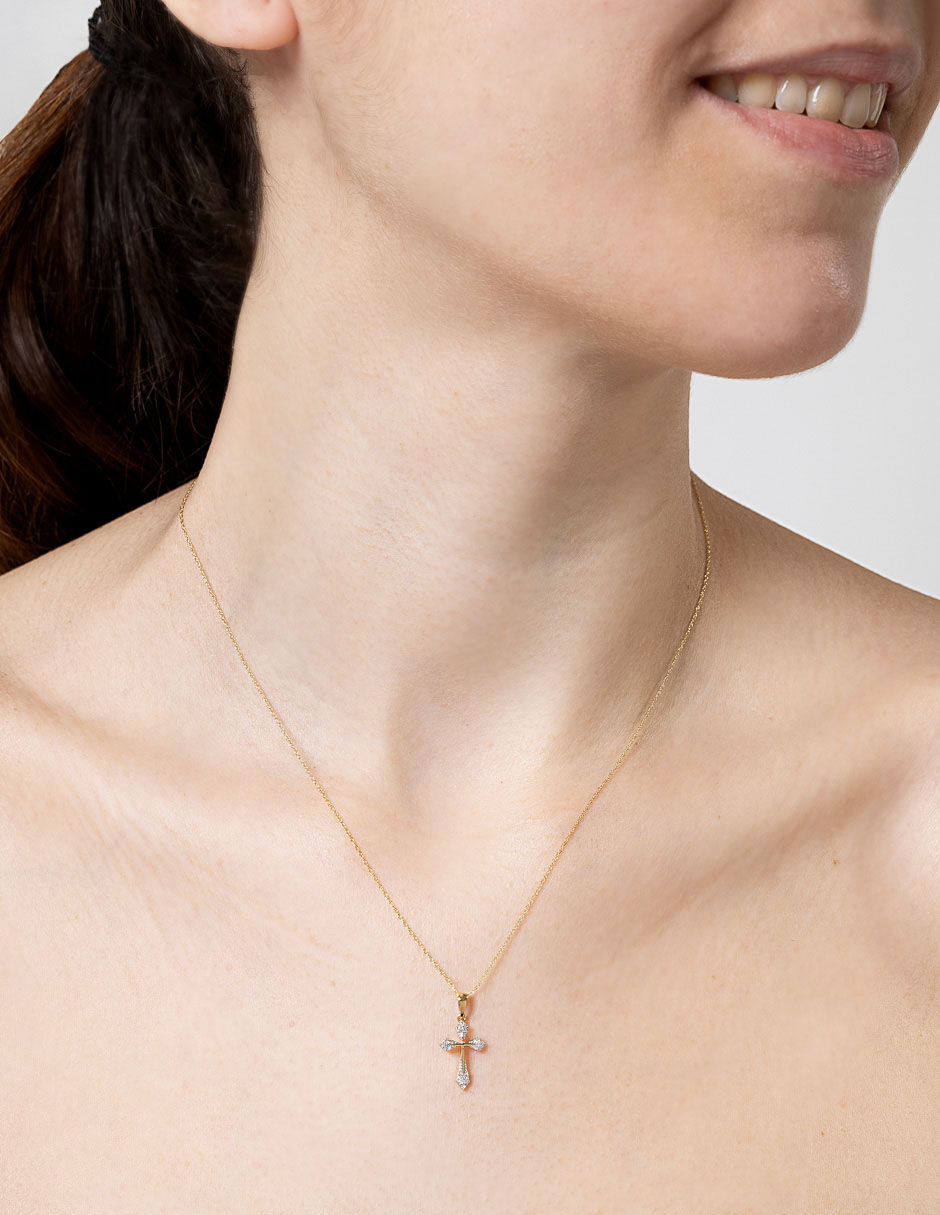 Collar de cruz de oro 14 K 3