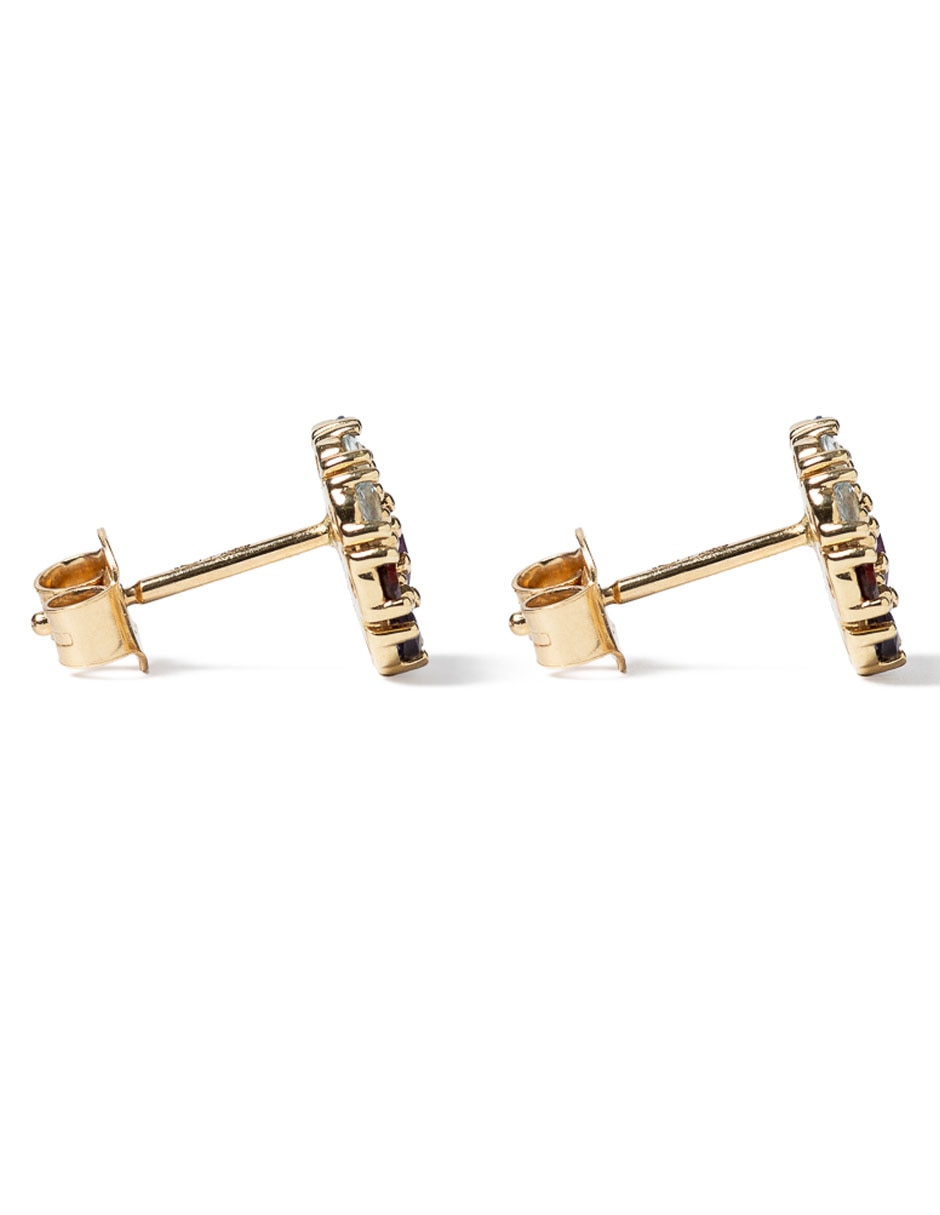 Aretes redondos de oro con acabado brillante zirconia 3