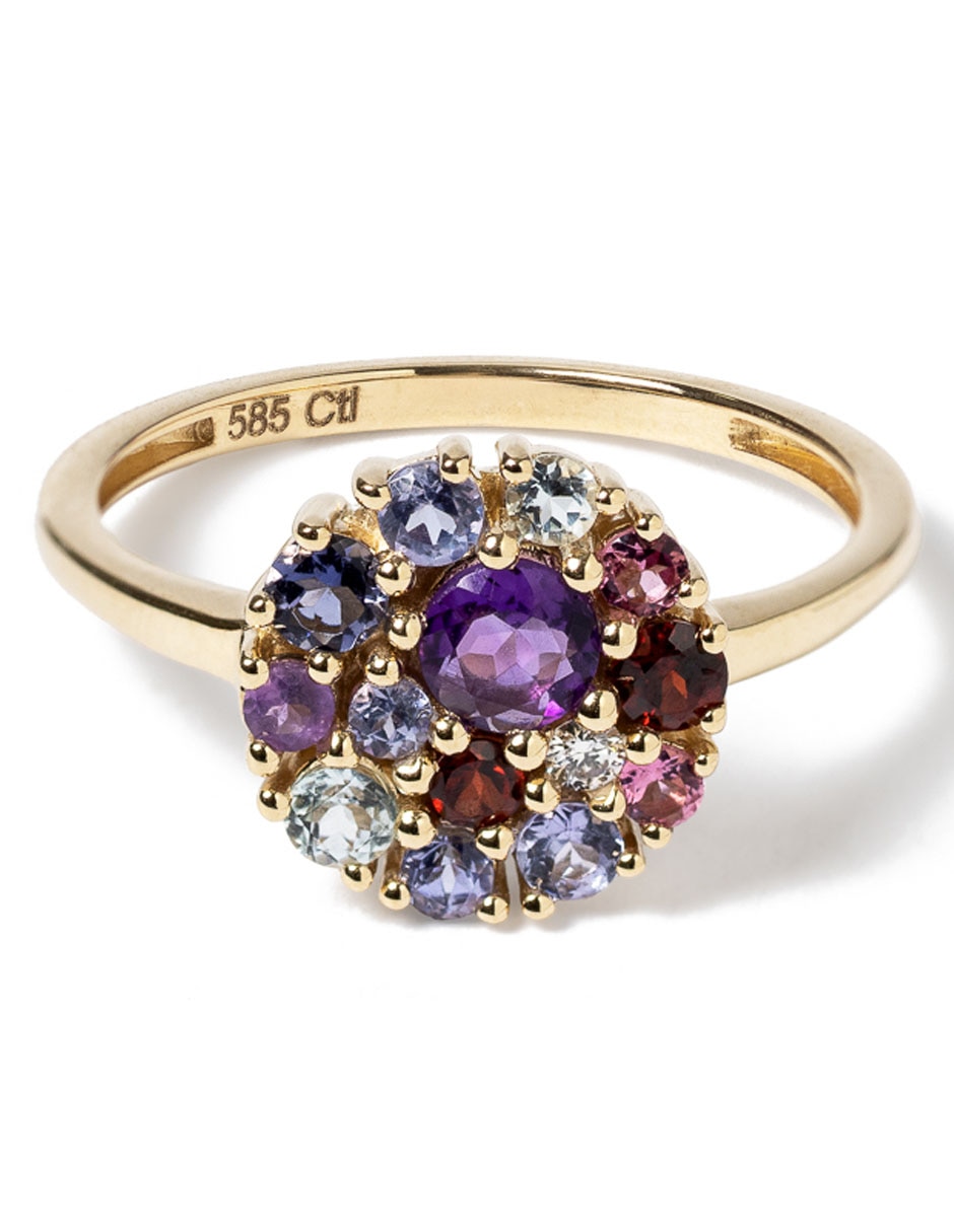Anillo con gema 14 k de oro amarillo diamante brillante Anillo con gema 14 k de oro amarillo diamante brillante