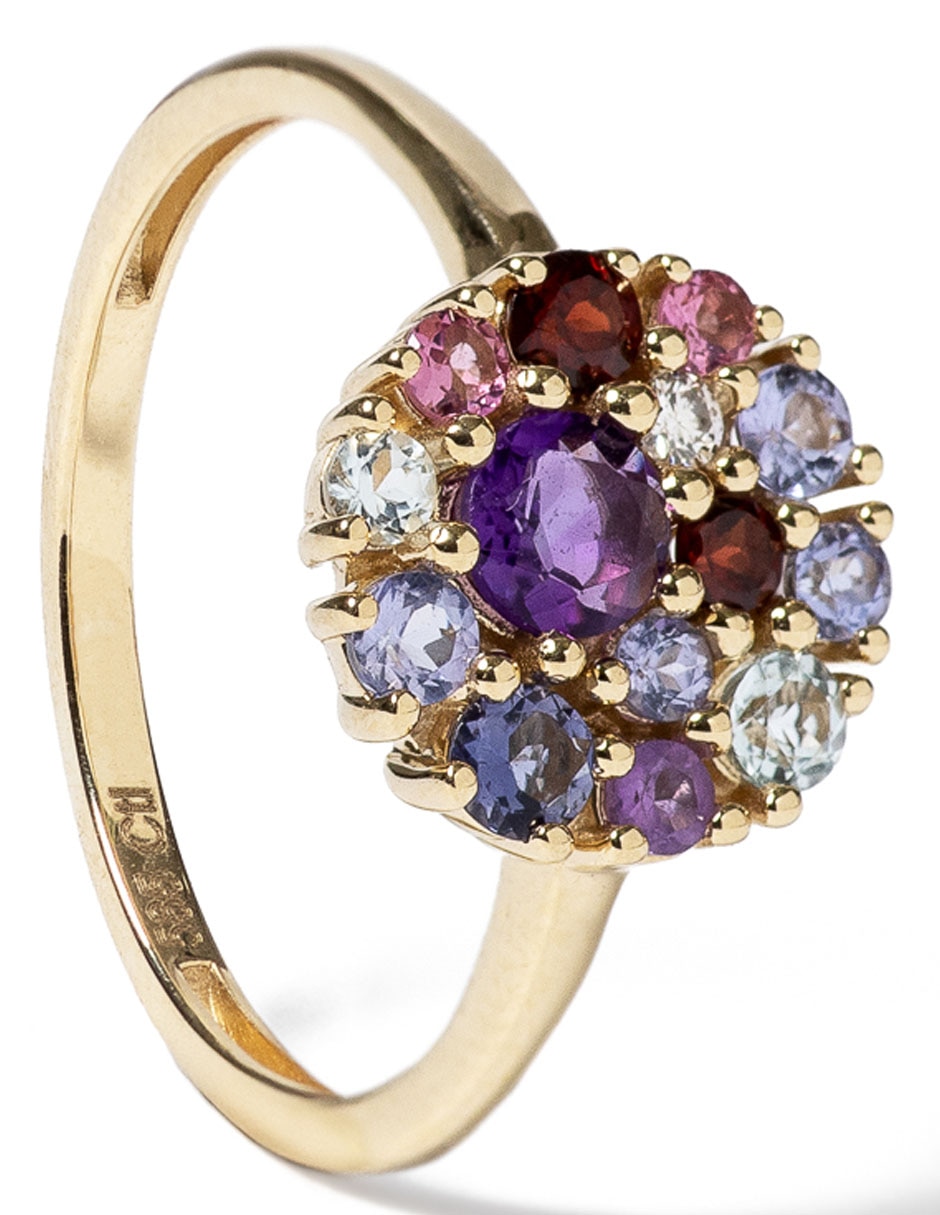 Anillo con gema 14 k de oro amarillo diamante brillante 2