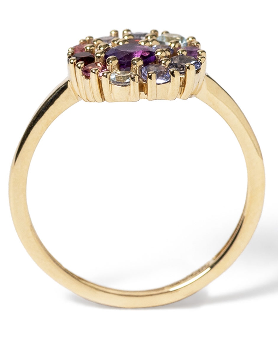 Anillo con gema 14 k de oro amarillo diamante brillante 3