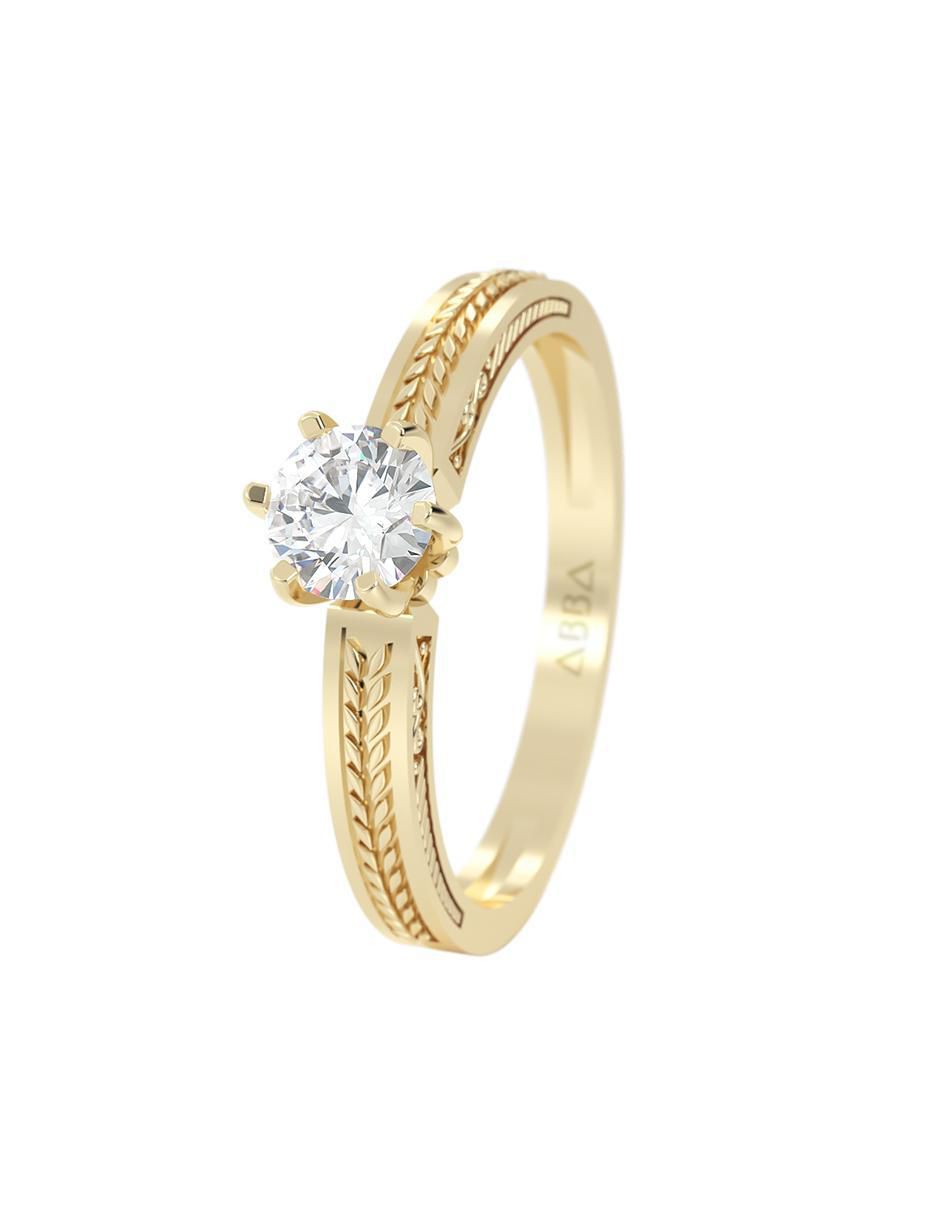 Anillo de compromiso "de" oro 14 k abba joyas sin familia zirconia