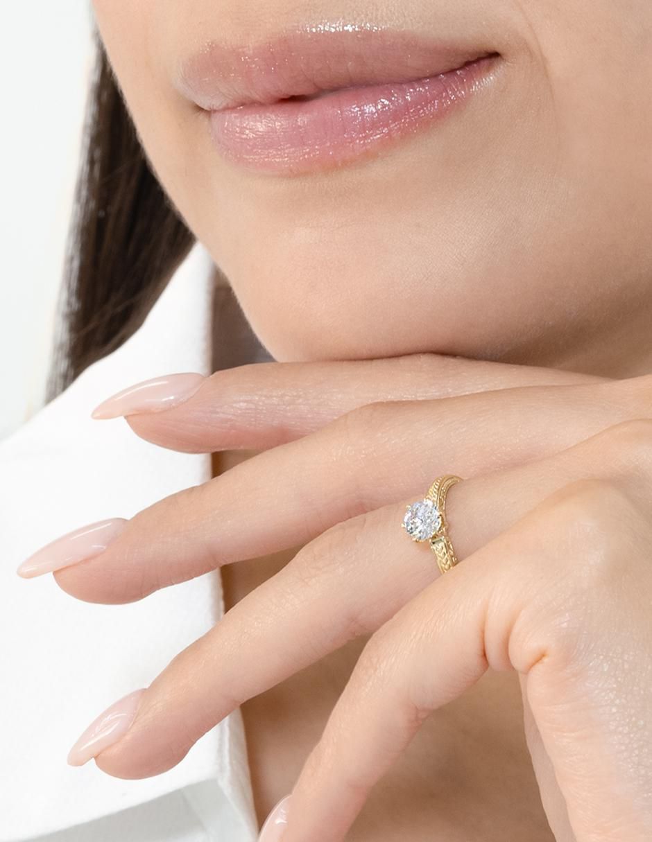 Anillo de compromiso "de" oro 14 k abba joyas sin familia zirconia