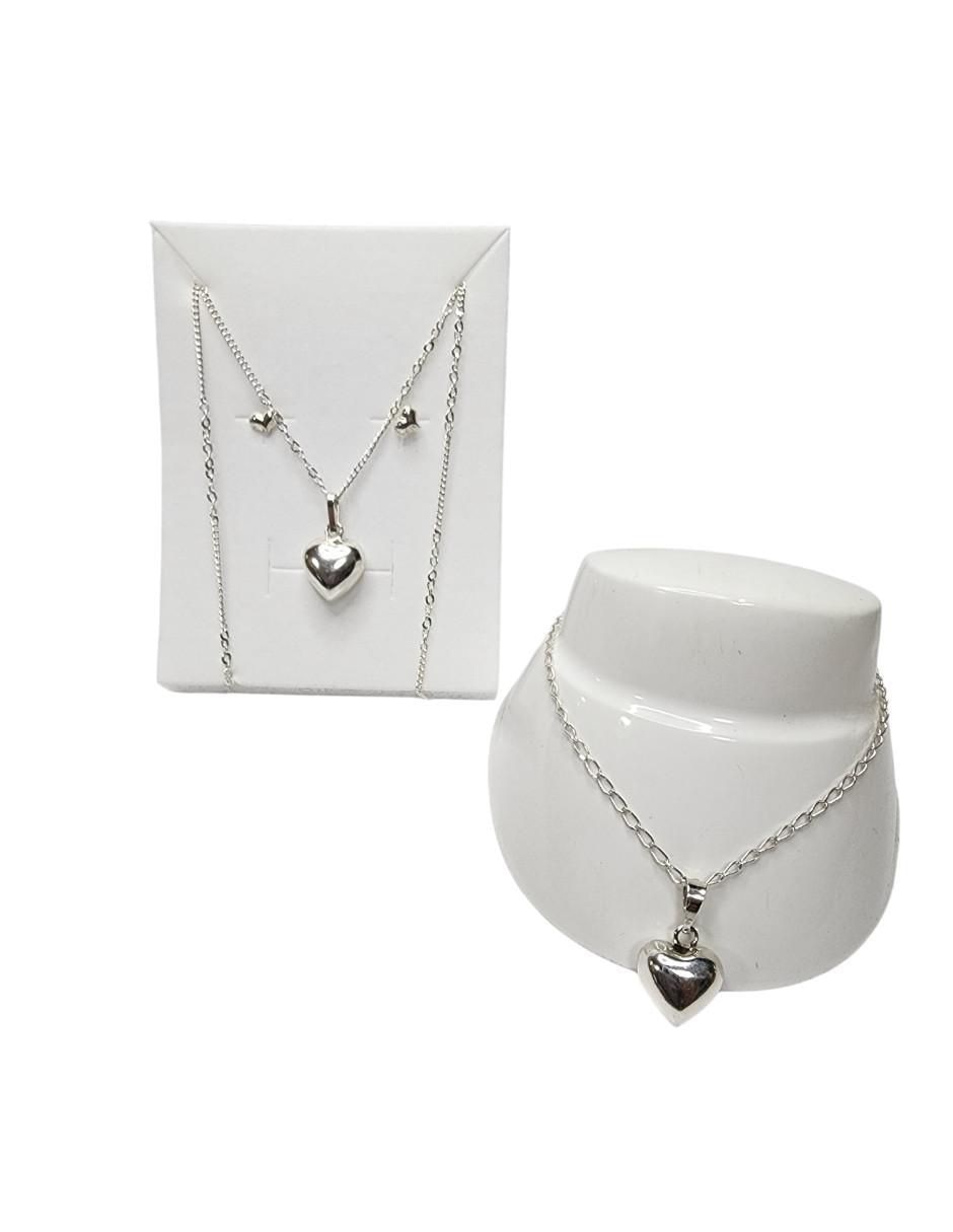 Aretes, collar y pulsera de corazón Amor Love de plata P.925 4