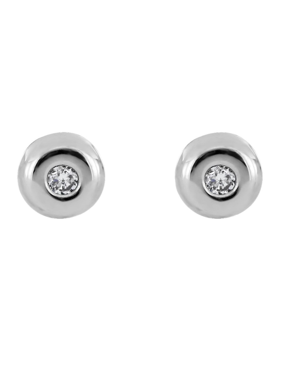Broqueles circulares de oro blanco con acabado brillante diamante Broqueles circulares de oro blanco con acabado brillante diamante