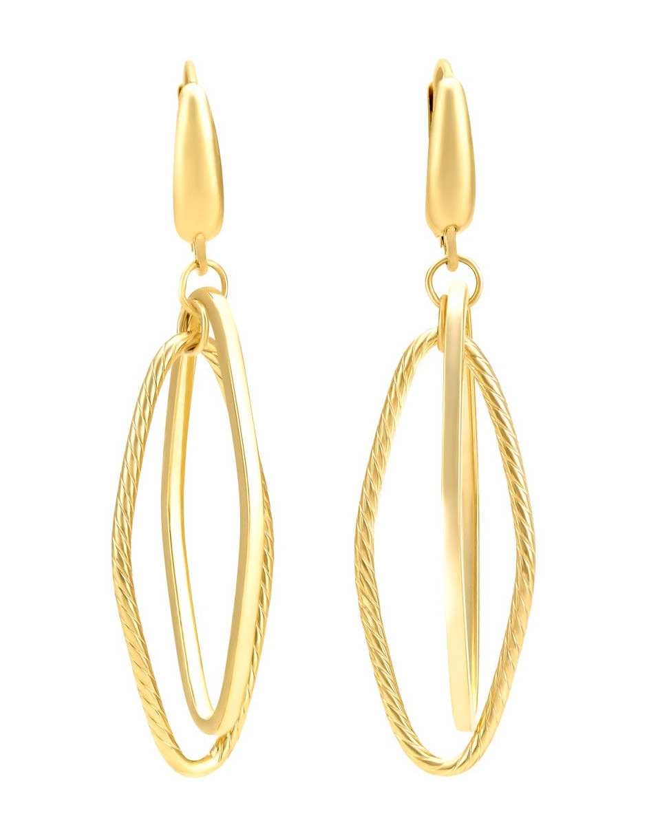 Aretes de rombo de oro 14 K con acabado liso Aretes de rombo de oro 14 K con acabado liso