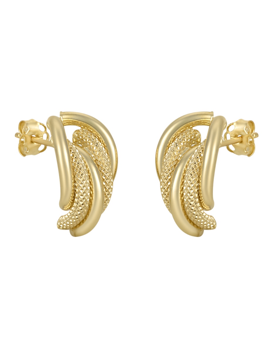 Broqueles de nudo de oro con acabado brillante