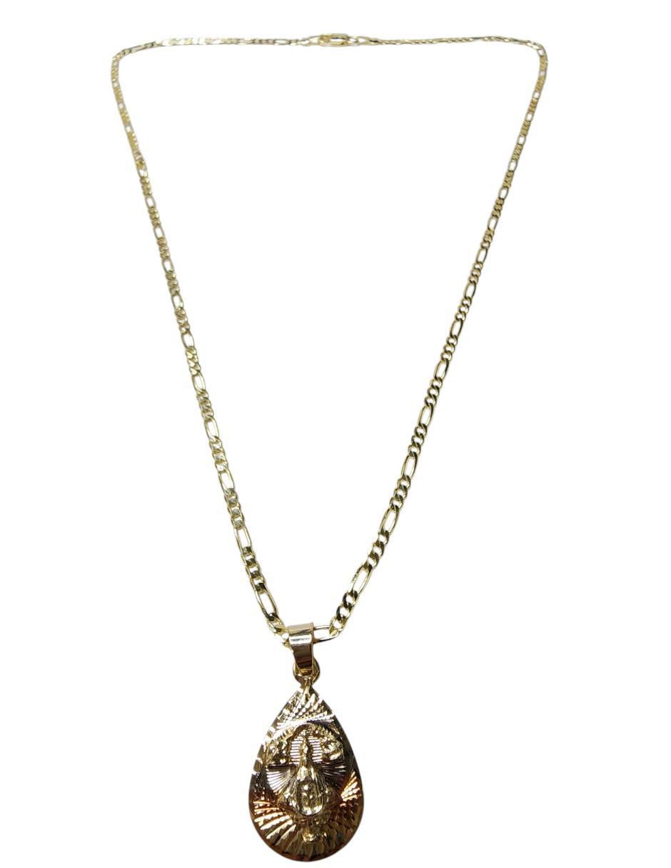 Cadena de gota Virgen San Juan de los Lagos de oro laminado 14 K 2