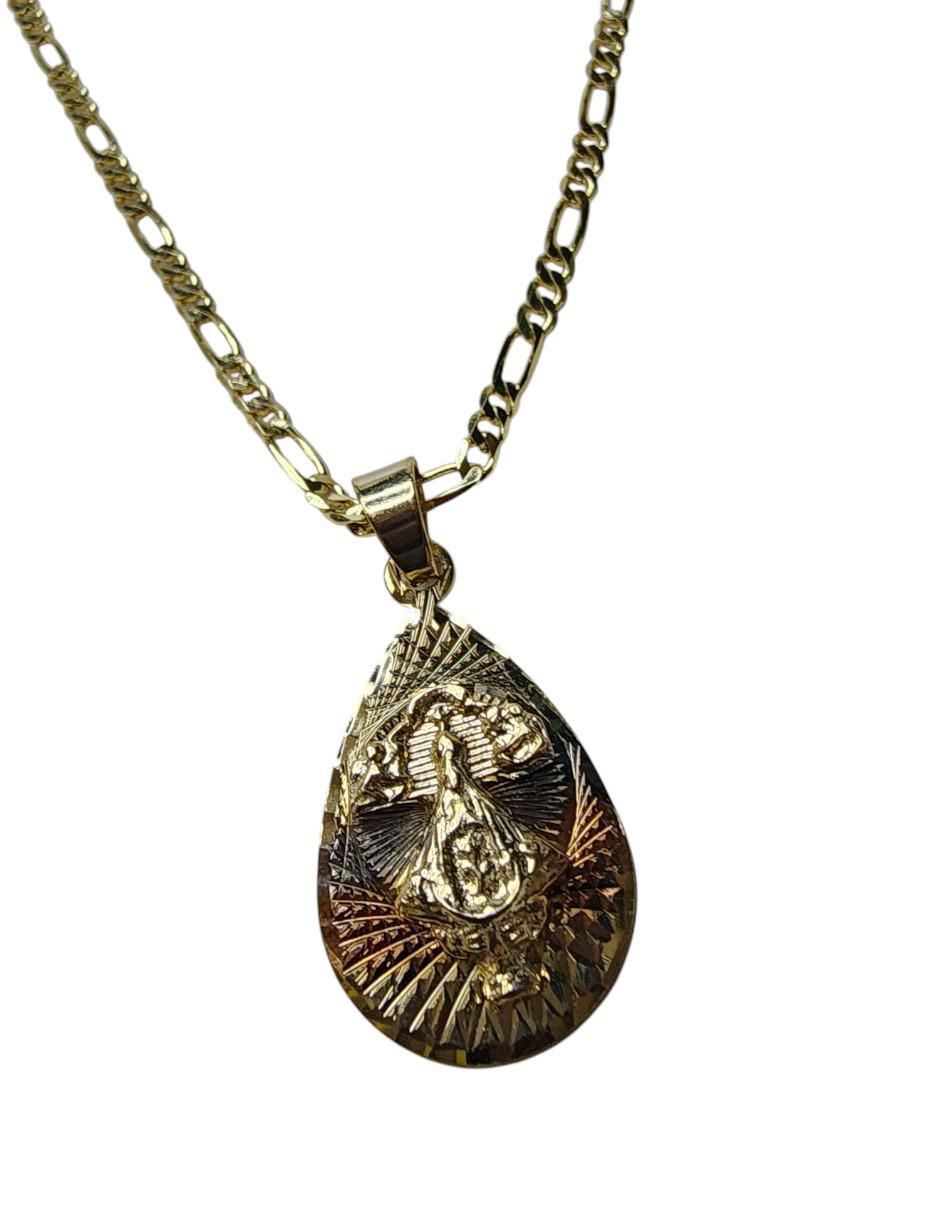 Cadena de gota Virgen San Juan de los Lagos de oro laminado 14 K 4