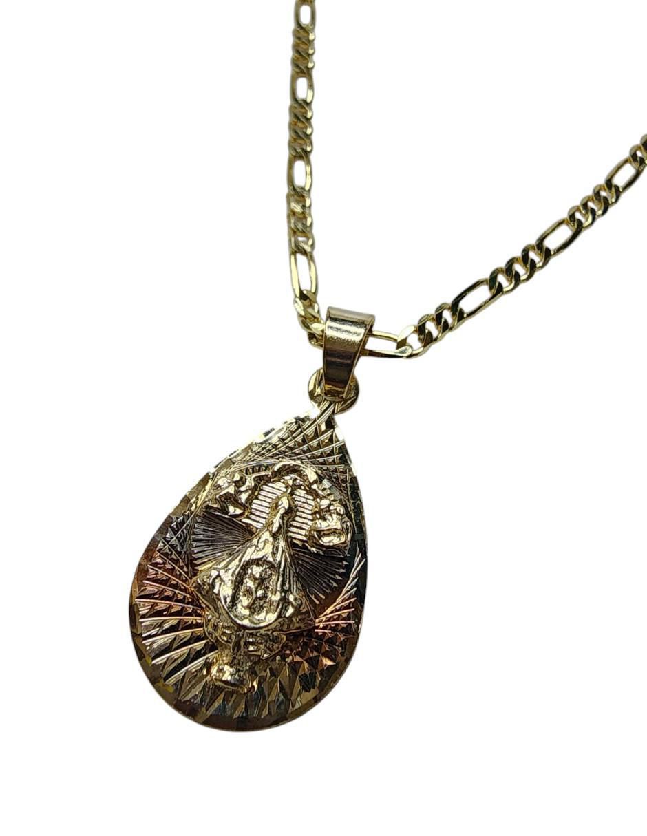 Cadena de gota Virgen San Juan de los Lagos de oro laminado 14 K 5