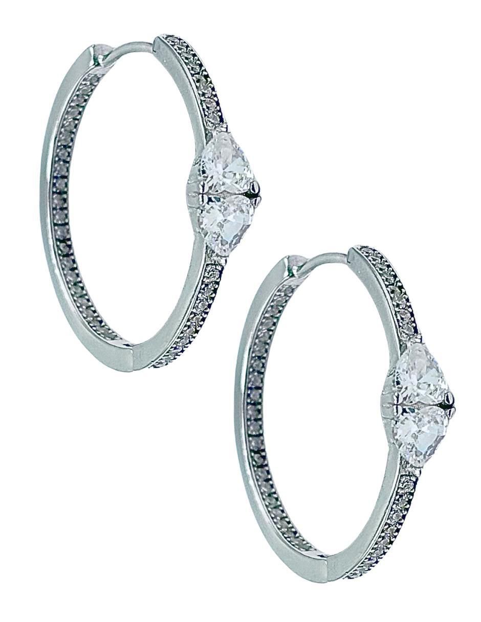Aretes de aro circulares de plata P 925 con acabado pavé zirconia Aretes de aro circulares de plata P 925 con acabado pavé zirconia
