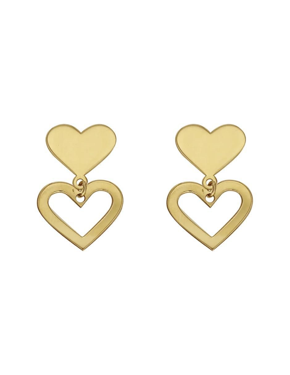 Aretes de corazón de oro con acabado brillante
