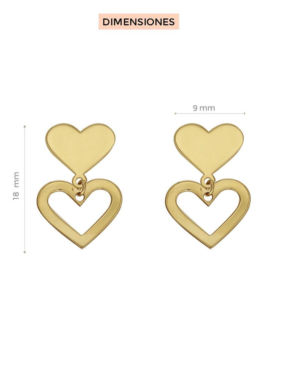 Aretes de corazón de oro con acabado brillante 2