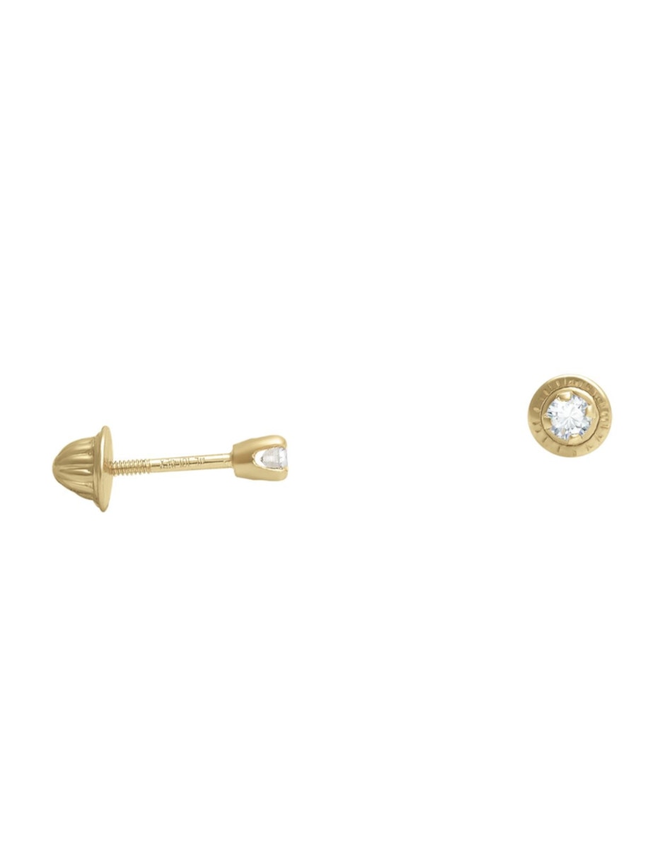 Broqueles circulares de oro 14 K con acabado brillante diamante