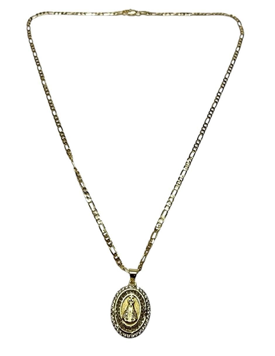 Collar con dije virgen de juquila de oro laminado 14 K 2