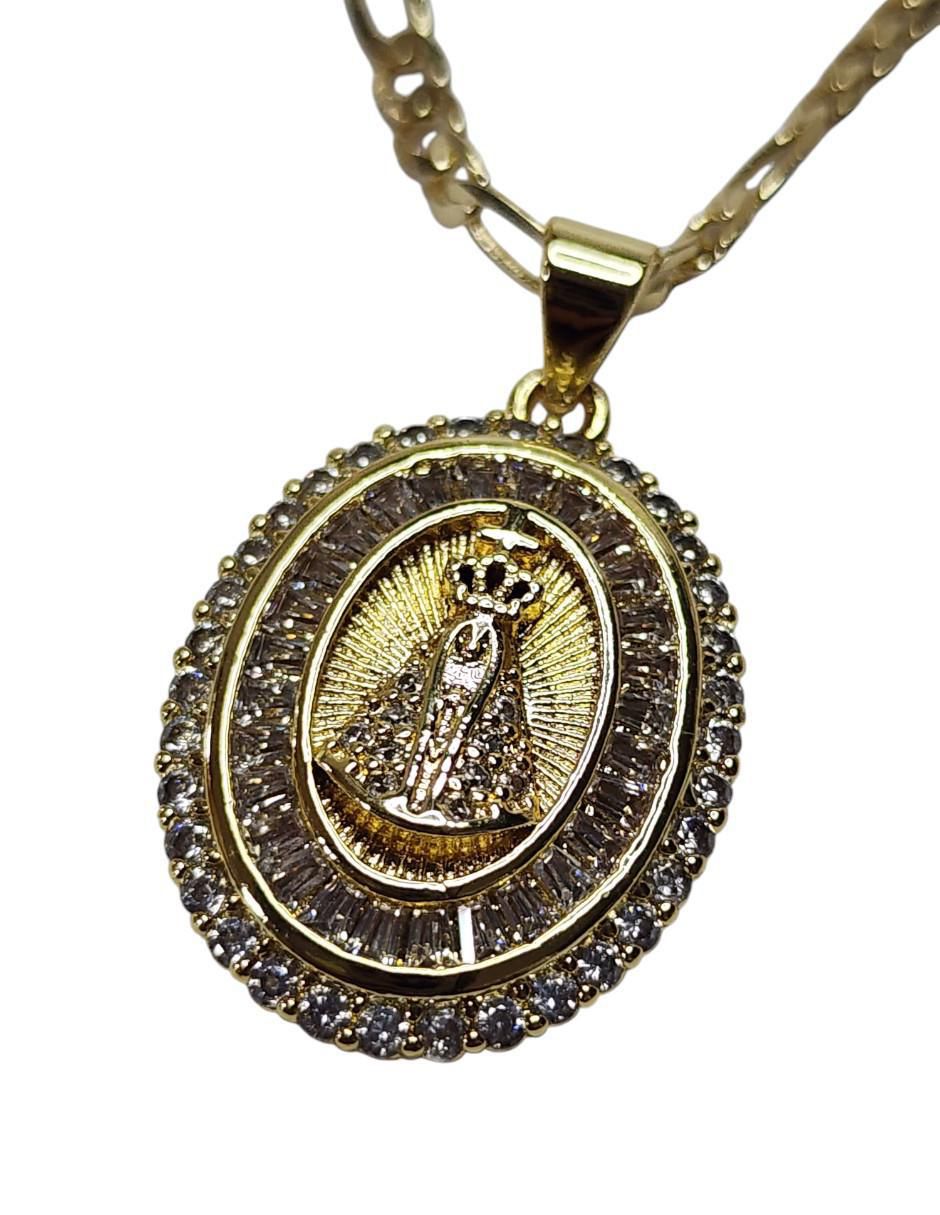 Collar con dije virgen de juquila de oro laminado 14 K 4