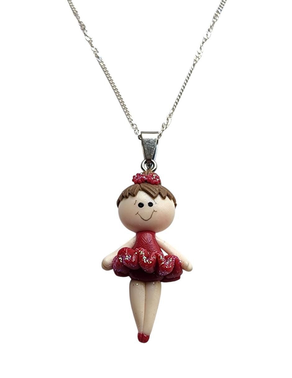Collar con dije de niña Bailarinas de plata P 925