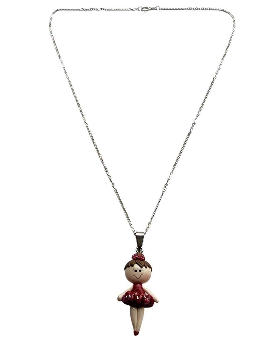 Collar con dije de niña Bailarinas de plata P 925 2