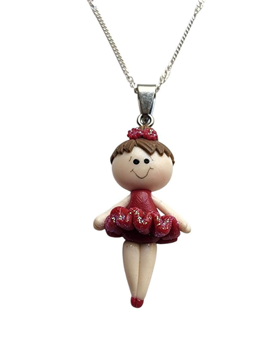 Collar con dije de niña Bailarinas de plata P 925 3