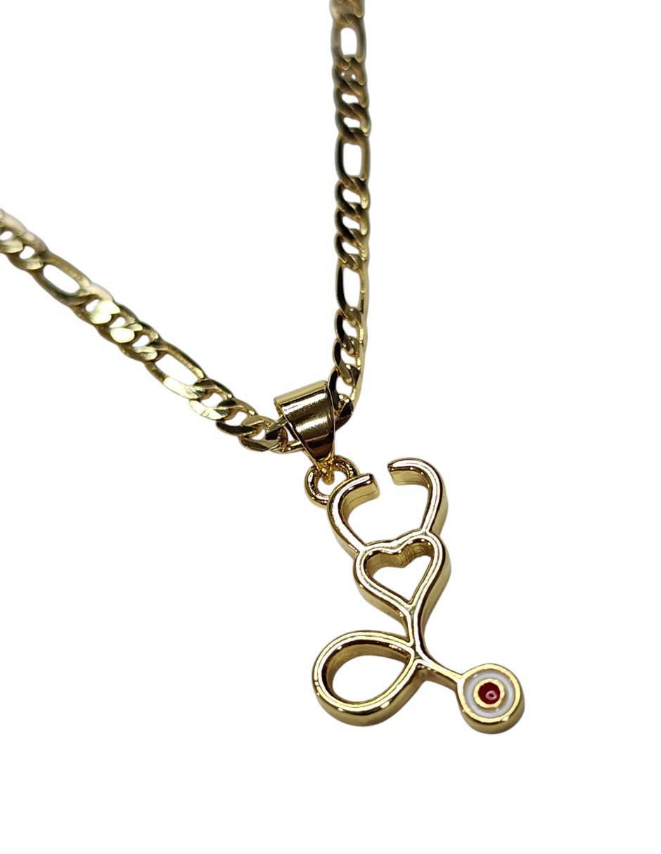 Collar con dije Estetoscopio de oro laminado 14 K 5