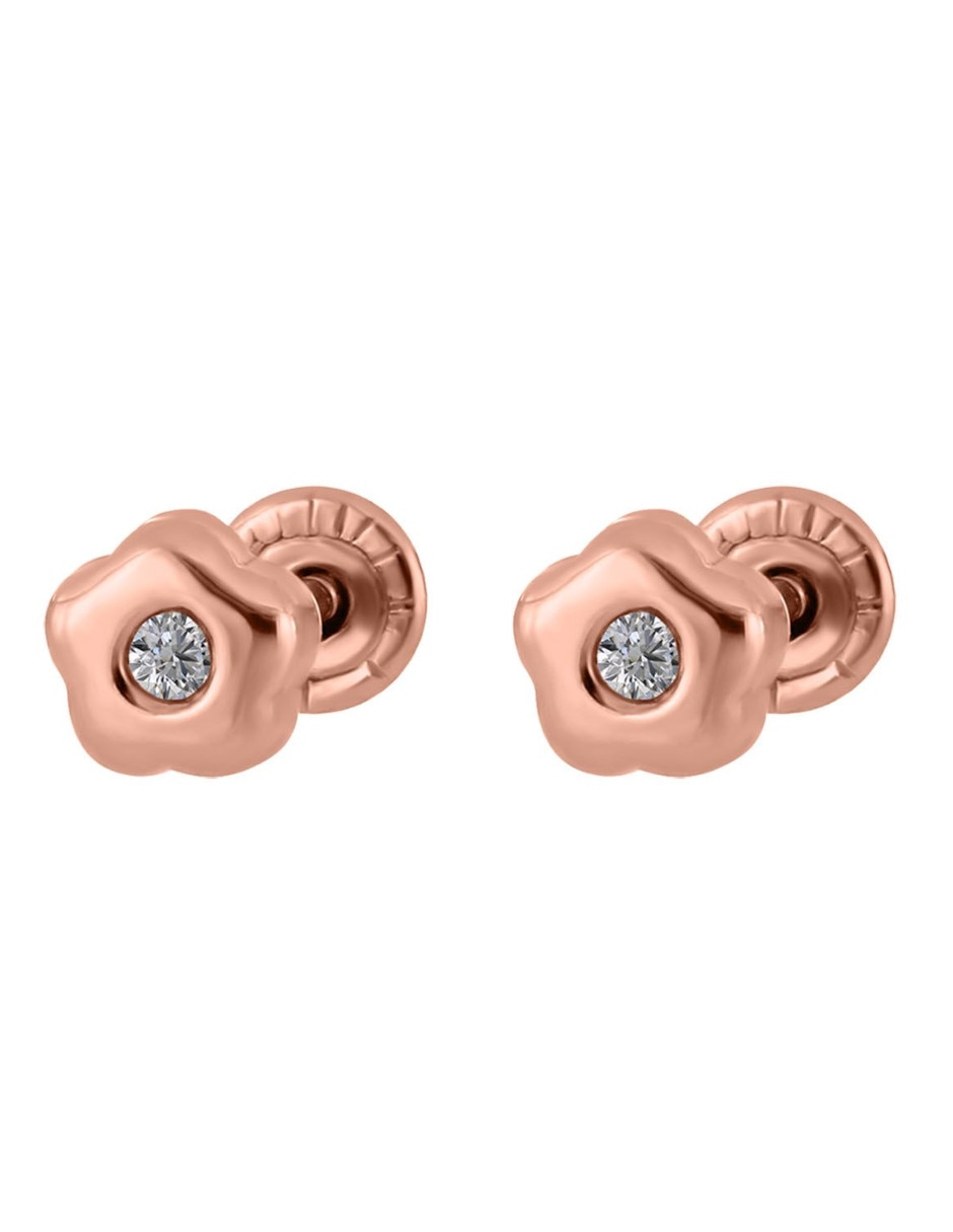Broqueles de flor con acabado brillante diamante