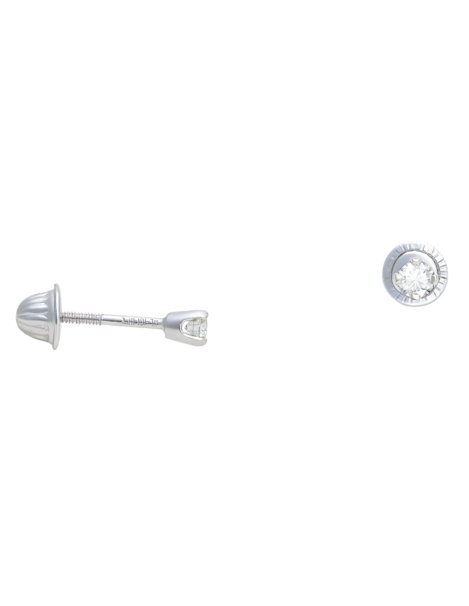 Broqueles circulares de oro blanco con acabado brillante diamante