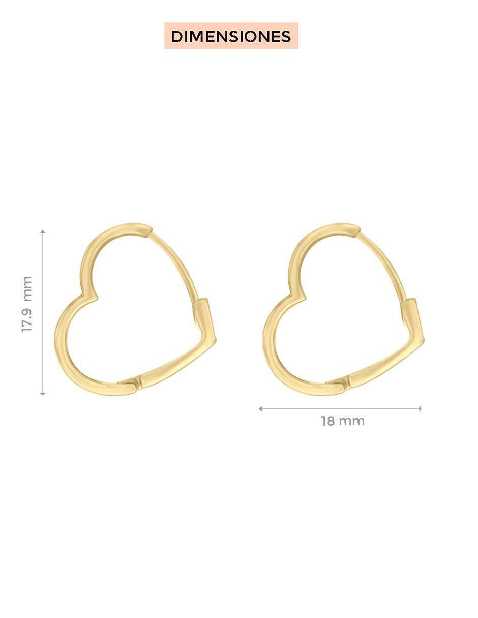 Aretes de corazón de oro con acabado brillante 5