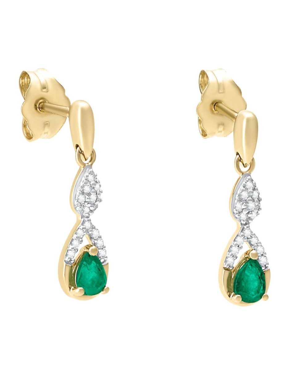 Aretes de gota de oro esmeralda y diamante 3