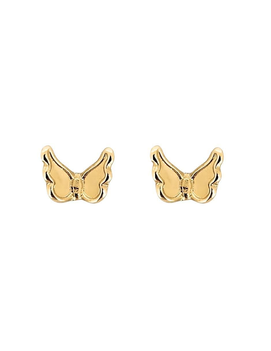 Broqueles de mariposa de oro amarillo con acabado brillante