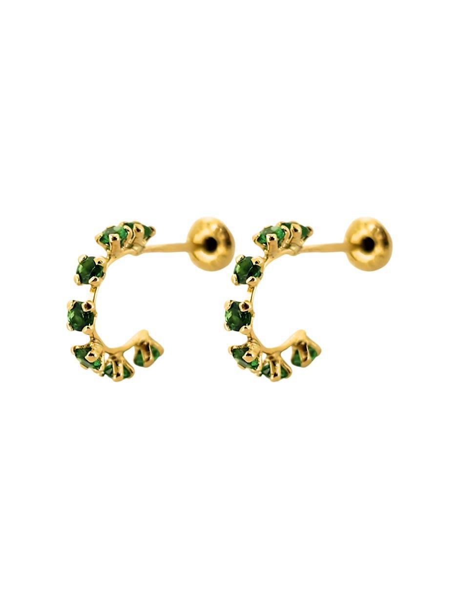 Broqueles redondos de oro amarillo con acabado pavé zirconia 3