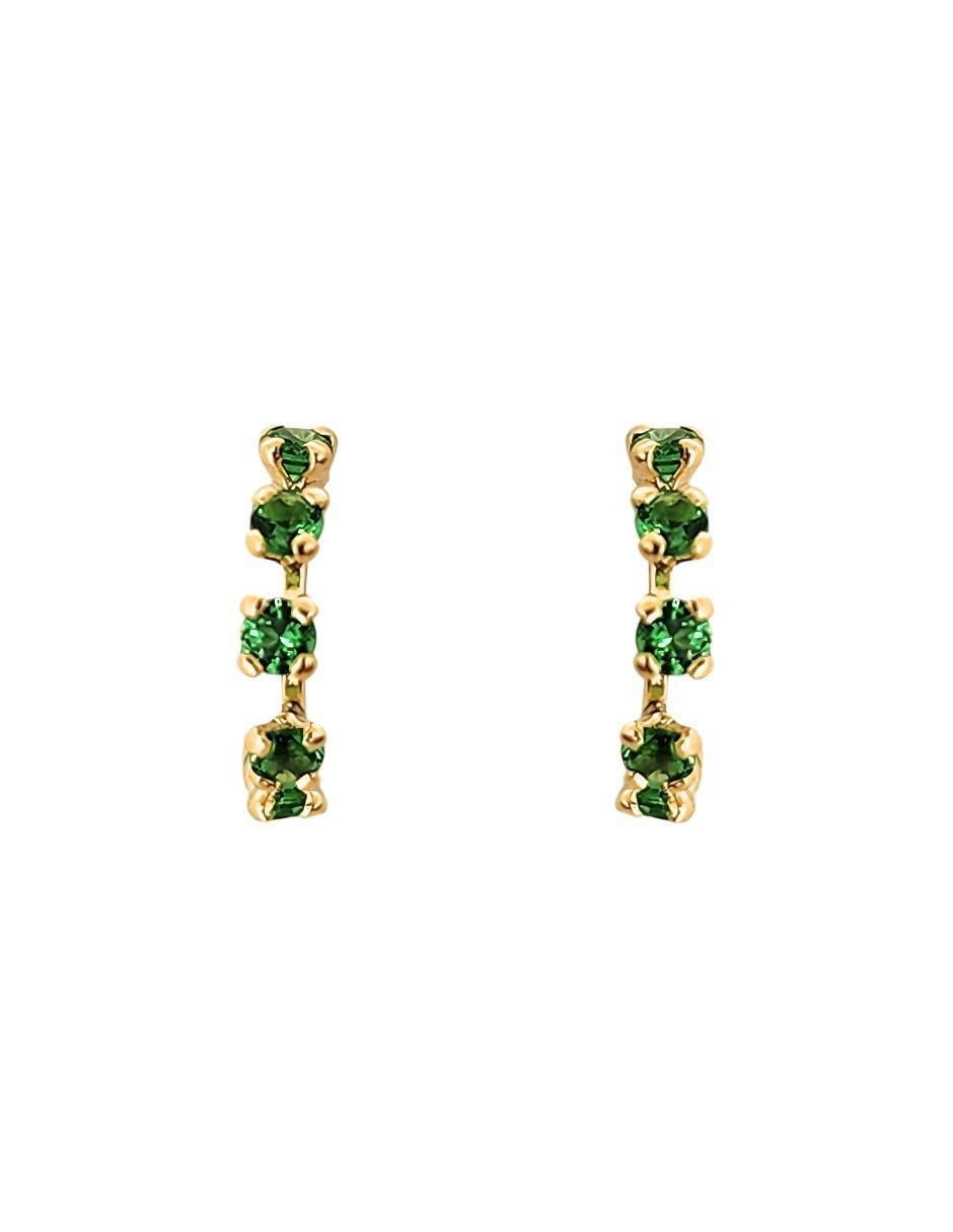 Broqueles redondos de oro amarillo con acabado pavé zirconia 4