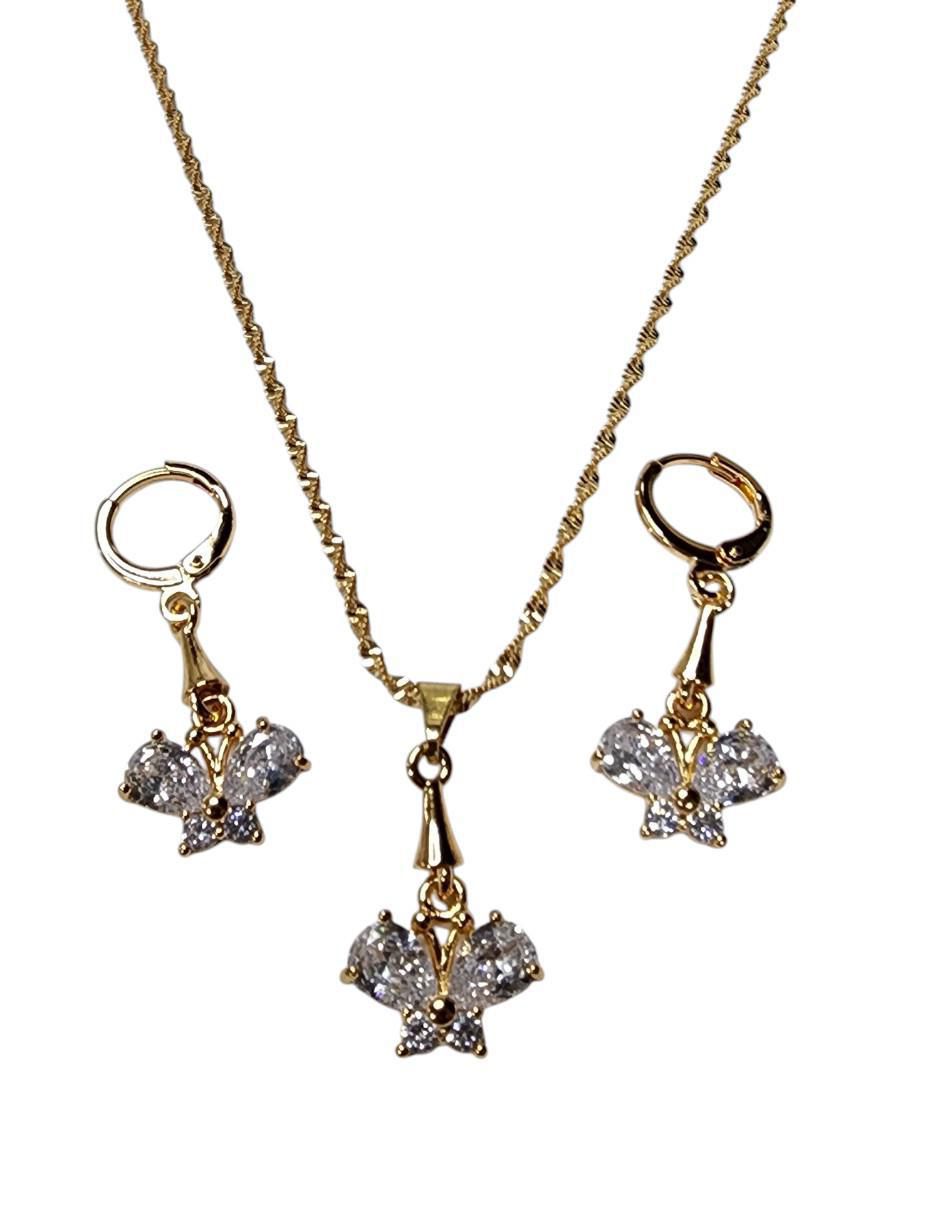 Aretes y collar de mariposa Insectos zirconia