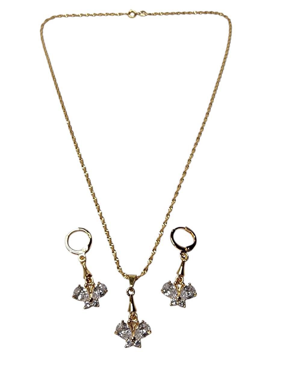 Aretes y collar de mariposa Insectos zirconia 2