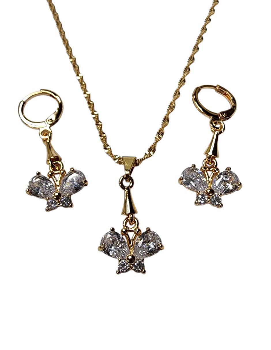 Aretes y collar de mariposa Insectos zirconia 3