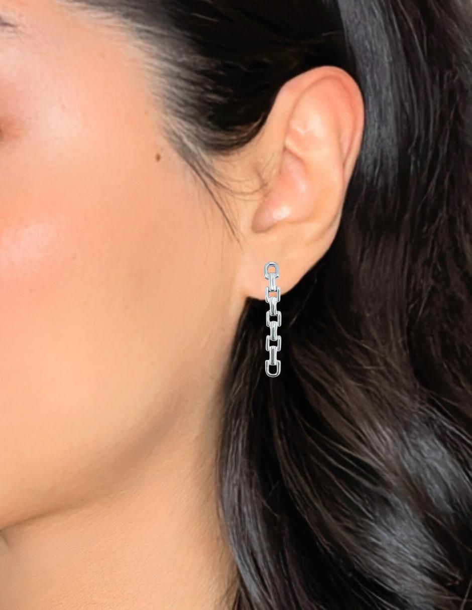 Aretes de eslabones de plata P 925 con acabado brillante 2