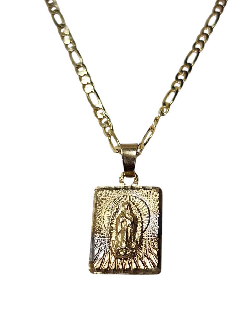 Collar Virgen de Guadalupe de oro laminado 14 K