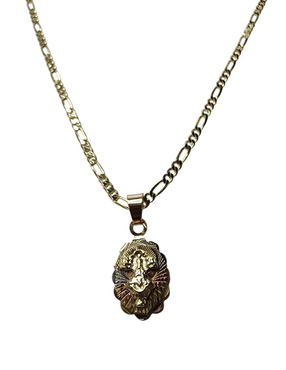 Collar Virgen San Juan de los Lagos de oro laminado 14 K