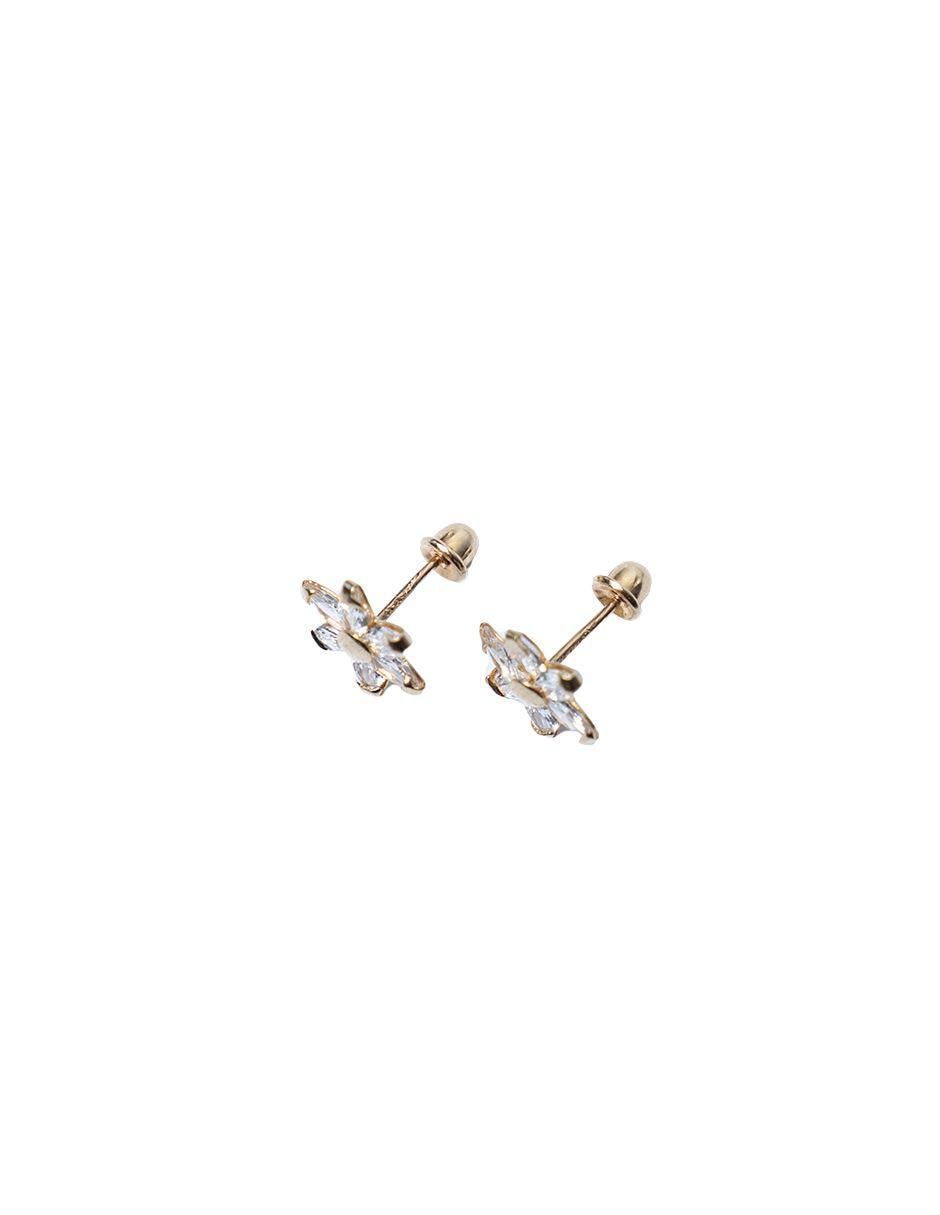 Broqueles de flor de oro con acabado pavé zirconia 4