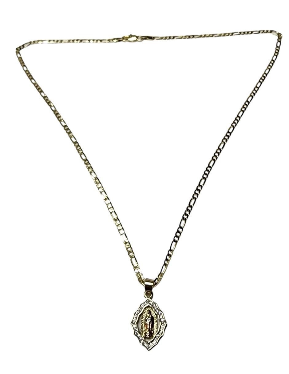Collar Virgen de Guadalupe ovalado de oro laminado 14 K 2