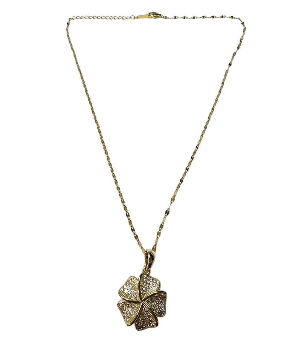 Collar de trébol Suerte de oro laminado 14 K 4