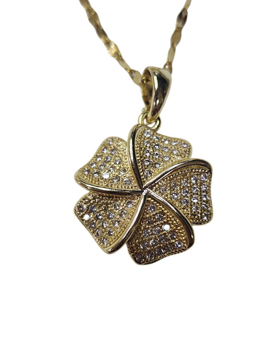 Collar de trébol Suerte de oro laminado 14 K 5