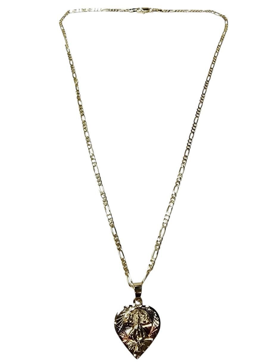 Collar de corazón Virgen San Juan De Los Lagos de oro laminado 14 K 2