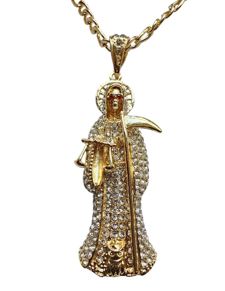 Collar de santa muerte de oro laminado 14 K 3