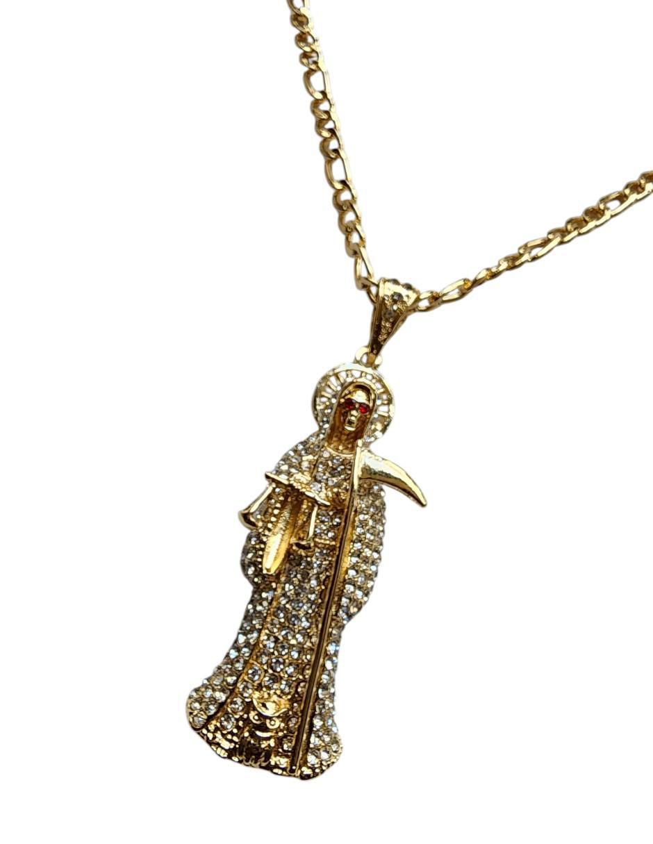 Collar de santa muerte de oro laminado 14 K 4