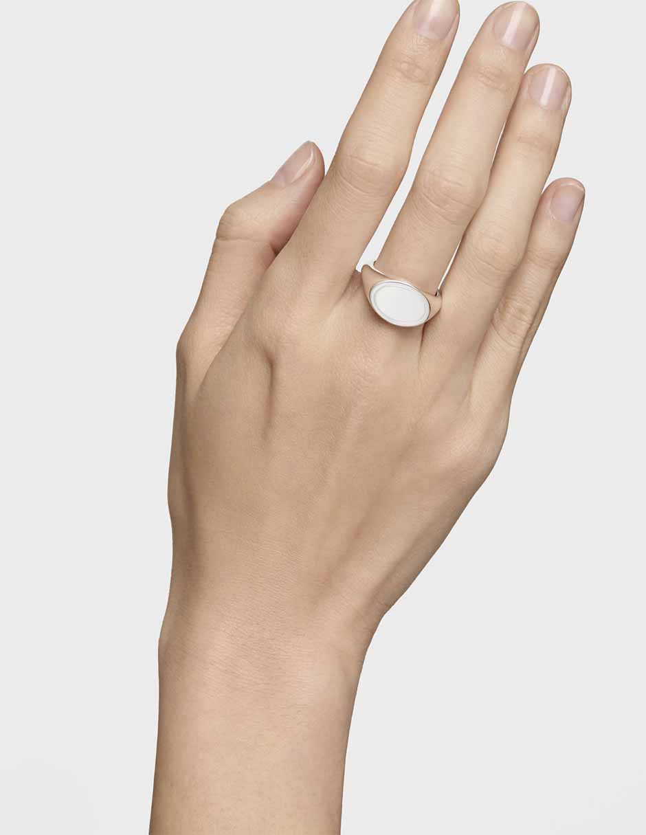 Anillo ovalado Basics P 925 de plata brillante 7